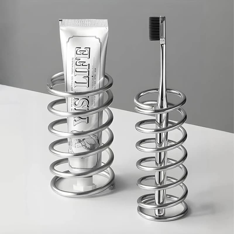 Portaspazzolino in Acciaio Inox, Accessorio da Bagno in Metallo, Portaoggetti per Dentifricio e Pennelli da Trucco, Decorazione per la Casa