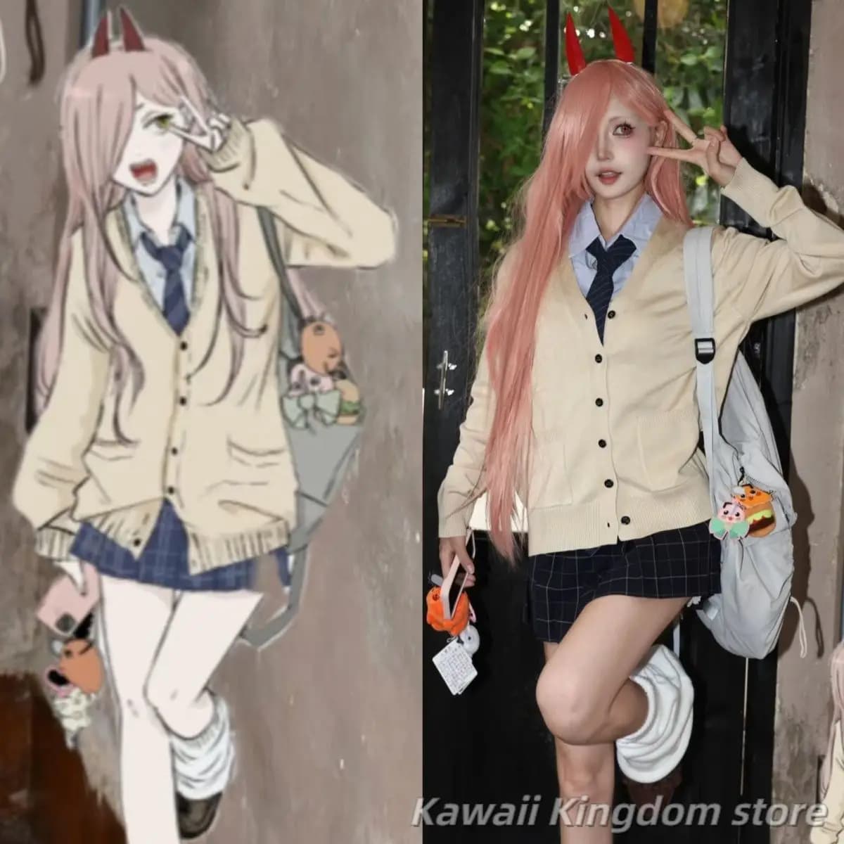 Chainsaw Man Power Anime Cosplay Cardigan Maglione Camicia Cravatta Gonna Set Abbigliamento Cosplay Set completo Regalo per i fan di Halloween
