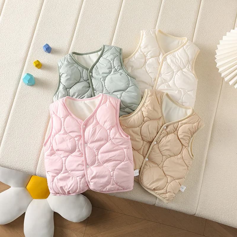 Windproof Kids Padded Vest Winter Thick Warm Sleeveless Jacket Lightweight Outer Waistcoat For Baby Boys Girls