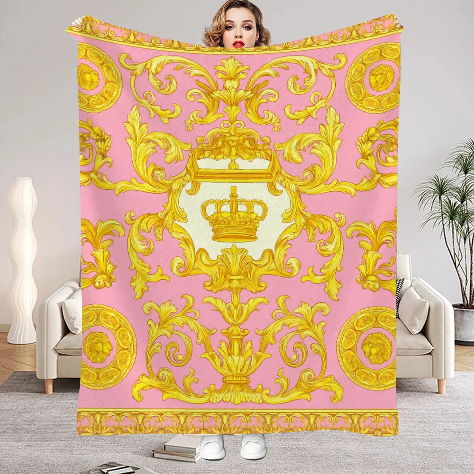 Coperta in Flanella Stampata Digitalmente, Stile Moderno di Lusso, per Letti Familiari, Divani, Uffici, Campeggio all'Aperto