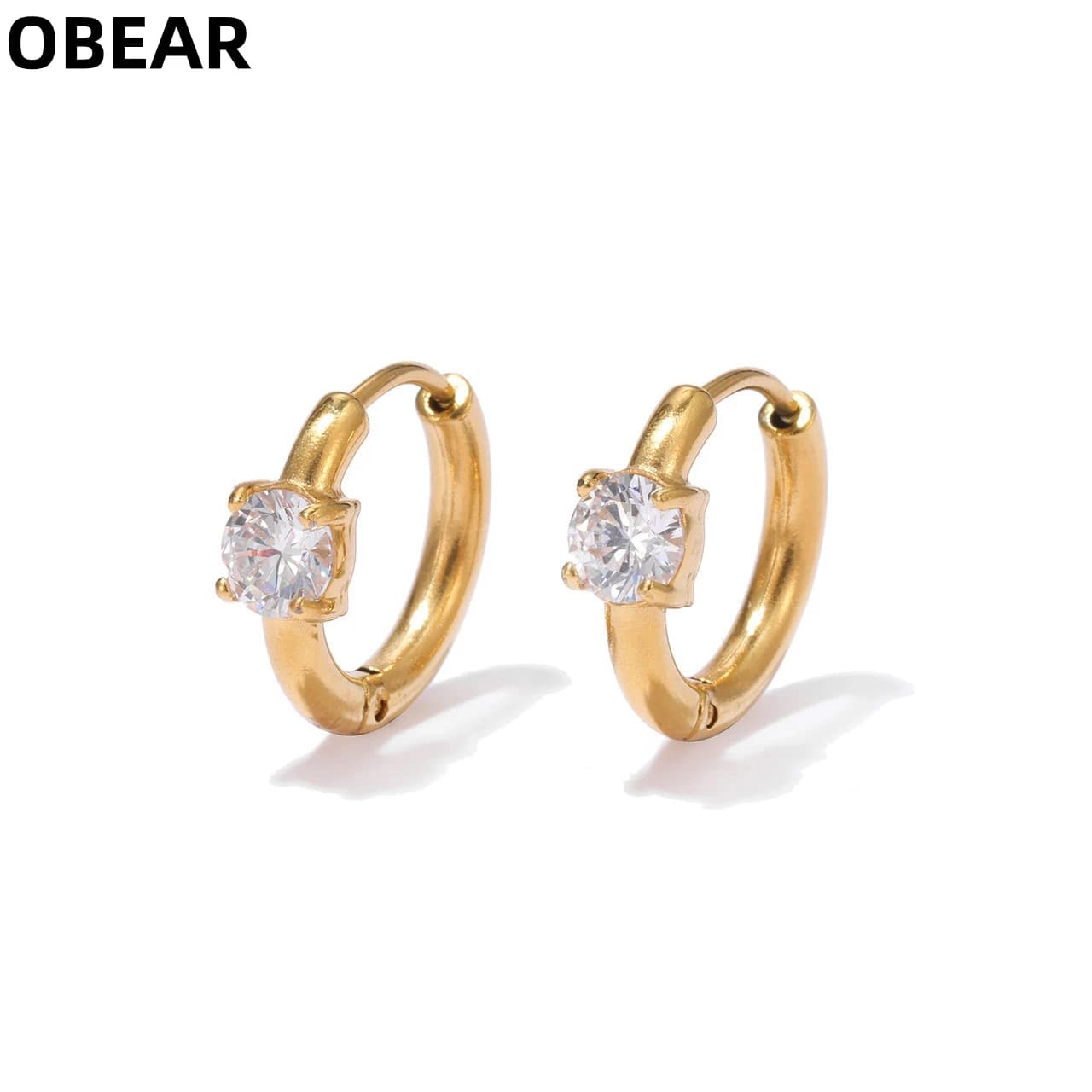 Orecchini a perno in acciaio inossidabile a doppia faccia con zirconi, orecchini a fiocco e a barra con zirconia cubica, gioielli minimalisti da piercing per donna