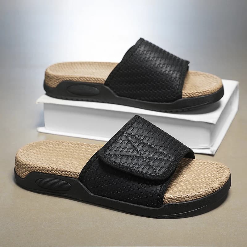 Ciabatte Estive Casual da Uomo Fatte a Mano, Resistenti all'Usura per Interni ed Esterni, Scarpe Slip-On Comode con Suola in EVA e Tacco Spesso