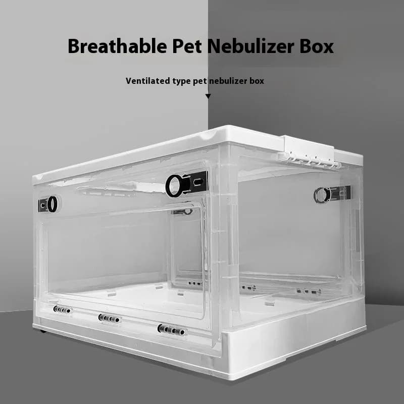 Scatola pieghevole per atomizzazione per animali domestici Gabbia per respirazione per inalazione di ossigeno per gatti e cani Gabbia per animali portatile traspirante con atomizzatore