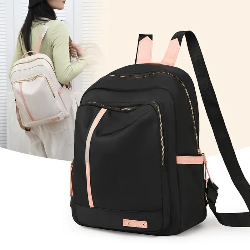 Zaino da donna, grande capacità, spallacci regolabili, chiusura con cerniera, stile universitario casual, zaino scolastico