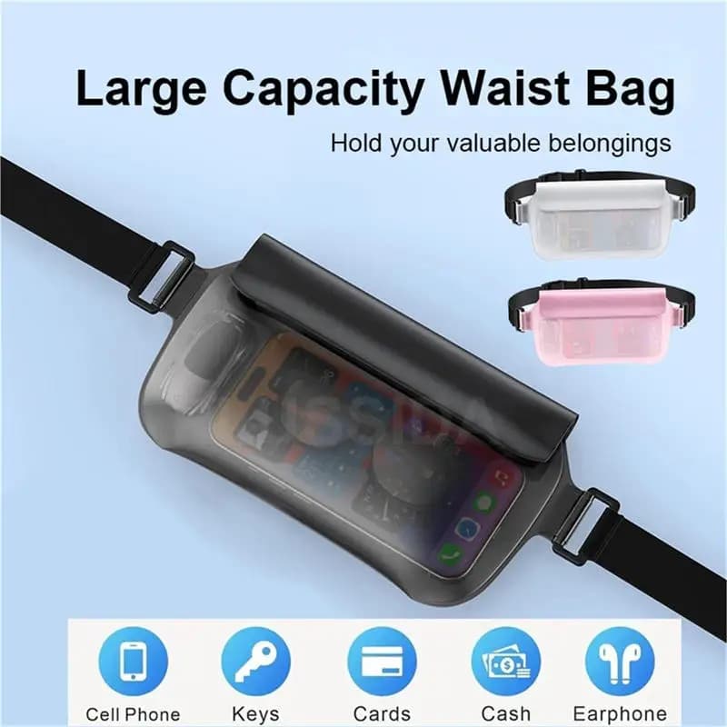 Borsa tascabile impermeabile per cellulare Borsa da cintura per oggetti di valore Spiaggia Nuoto Snorkeling con touch screen regolabile Snorkeling alla deriva