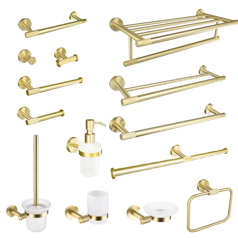 Portasciugamani dorato portasciugamani anello in oro spazzolato Set di Hardware appendiabiti appendiabiti porta carta igienica Kit di accessori per il bagno