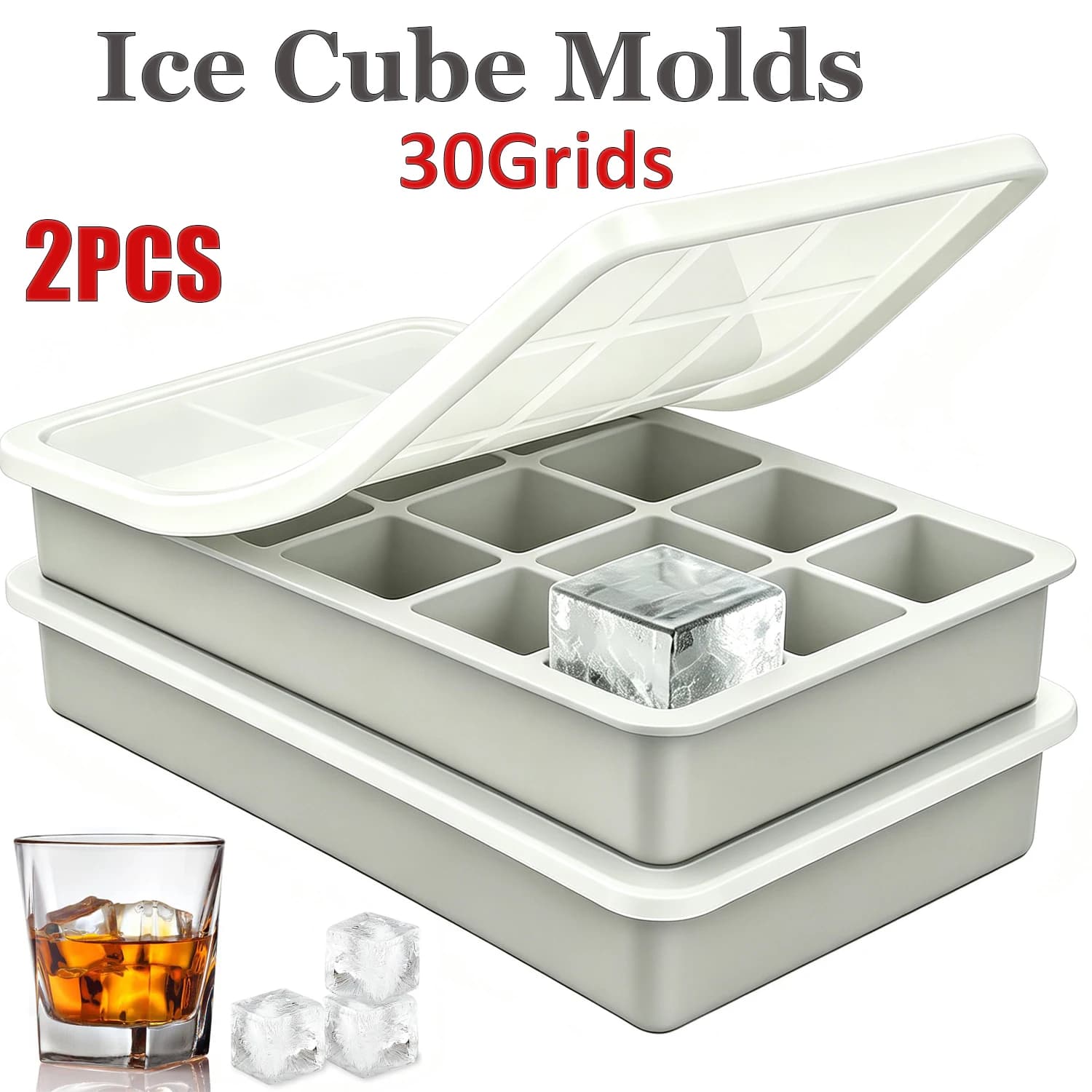 Silicone Ice Cube Tray 4/6/15 Square Ice Cube Moulds 3 x 3 cm Reusable Ice Cube Mold for Whiskey Cocktail Juice Drinking
