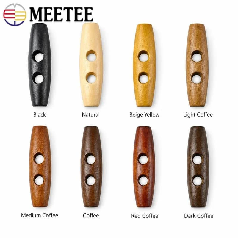 100/200Pcs 30/40mm Wooden Toggle Buttons 2 Hole Horn Coat Fastener Clothing Overcoat DIY Sewing Garment Accessories Craft Kits