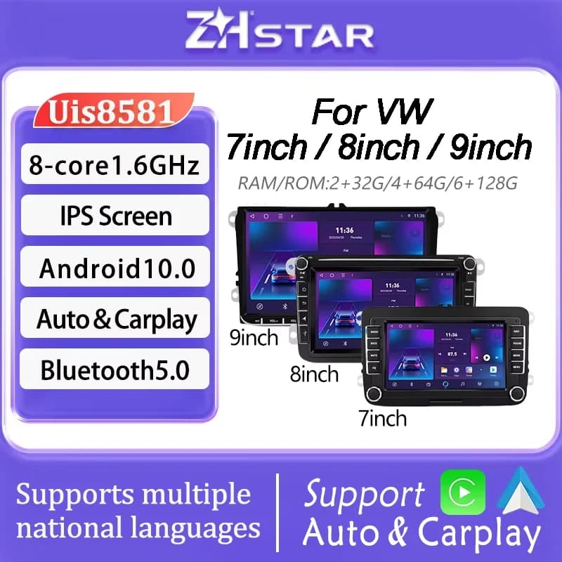 Android10 Auto Radio Per Volkswagen Passat b6 b7 golf 5 6 Polo Jetta Skoda Auto Radio Lettore Multimediale GPS WiFi RDS Carplay