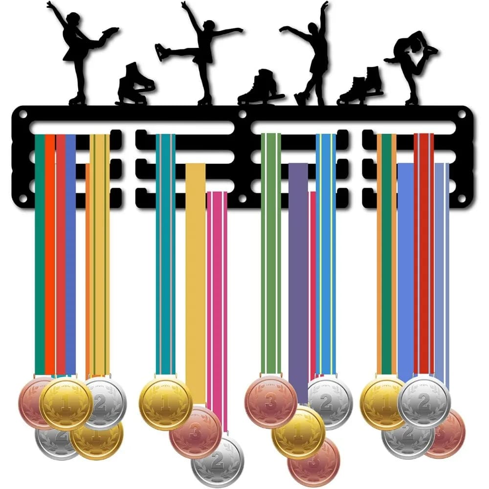 Porta medaglie per pattinaggio su ghiaccio Porta medaglie Espositore Sport Appeso in metallo Ferro Piccolo supporto Decor Premi per la parete della casa Badge Race