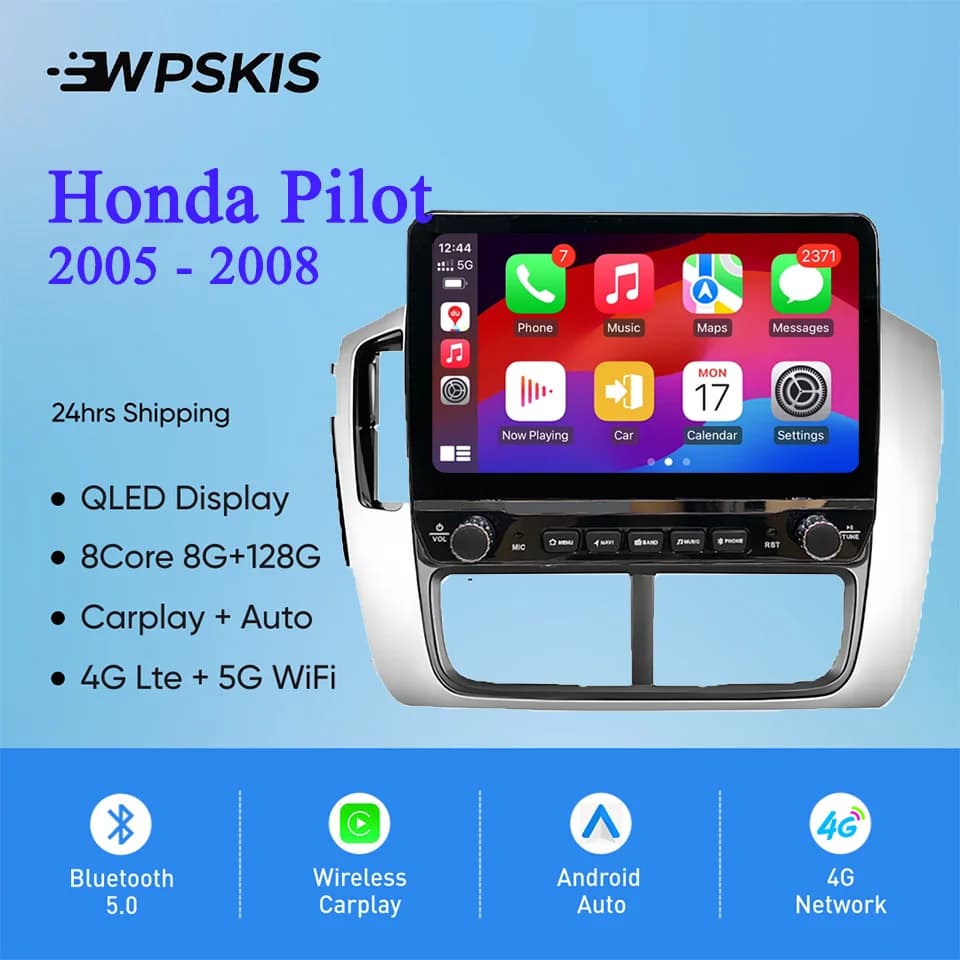 2Din Android 14 Autoradio Multimedia PC Tablet Per Honda Pilot 2005 - 2008 GPS DVD Video Lettore musicale Sistemi intelligenti per auto