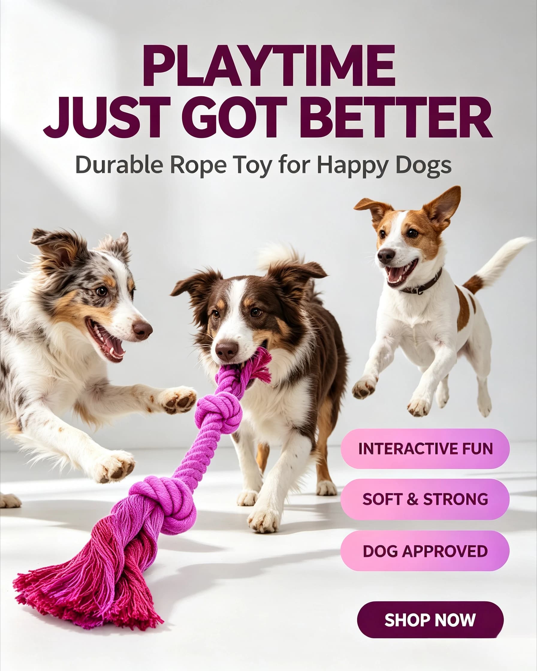 10" Mini Rope Dog Toy - Boots & Barkley Purple