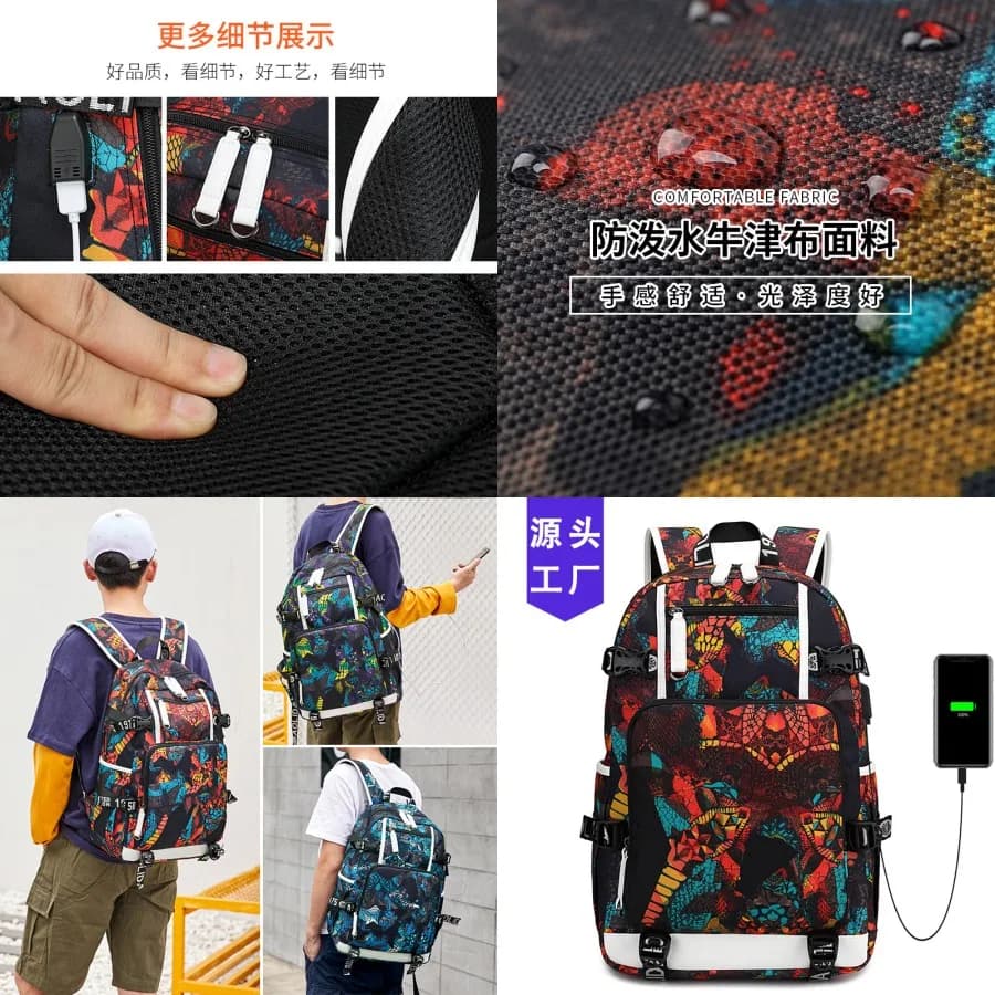 perNew styleuovoZaino for middle and upper school students - Waterproof computer bag with outdoor thermal transfer floral print