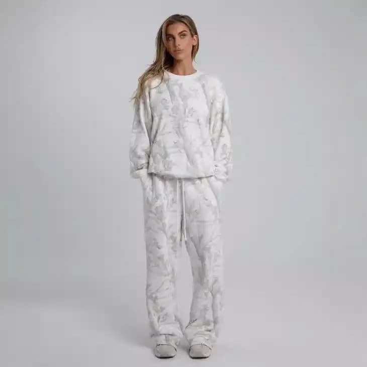 Oversized Maple Leaf Print Women's Sweatshirt Hoodie Casual Style Long Sleeve Three-piece Set Winter Fashion Comfortable Fit