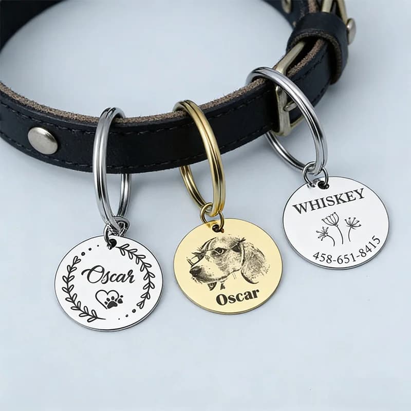 Stainless Steel Custom Keychain with Laser Engraved Photo, Circular Pendant with Drawing, Custom Souvenir, Gift