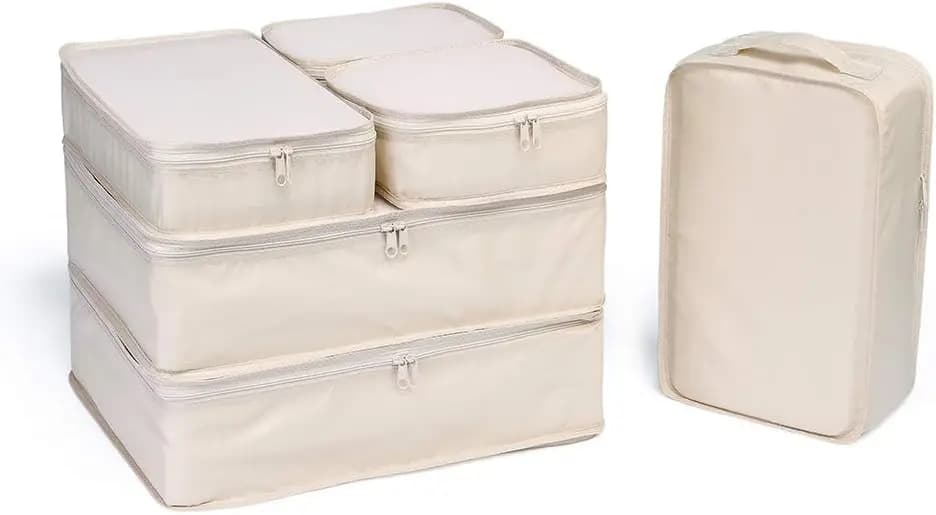 Cubi Organizzatori da Viaggio, Organizzatori per Valigie con Borsa per Scarpe - Set da 6, Leggeri, Resistenti all'Acqua