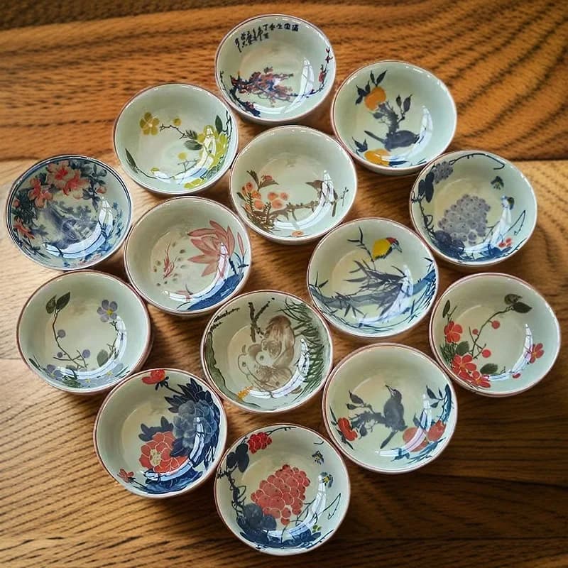 Ge Kiln Crackle Glaze Ceramic Pu‑er Tea Cup Master Single Tasting Bowl Kung Fu Teacup Household Decorative Companion Gift