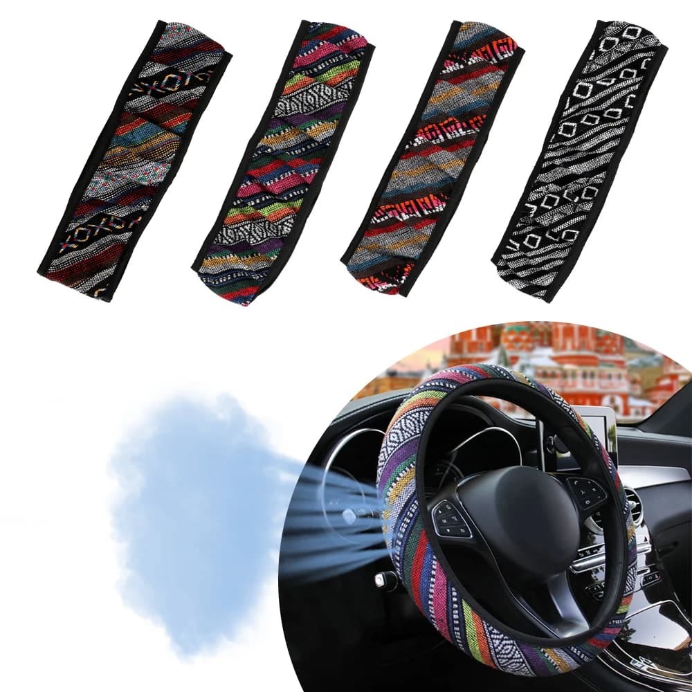 Lino Auto decorazione elastico Car Styling stile etnico coprivolante universale per Auto accessori per Auto