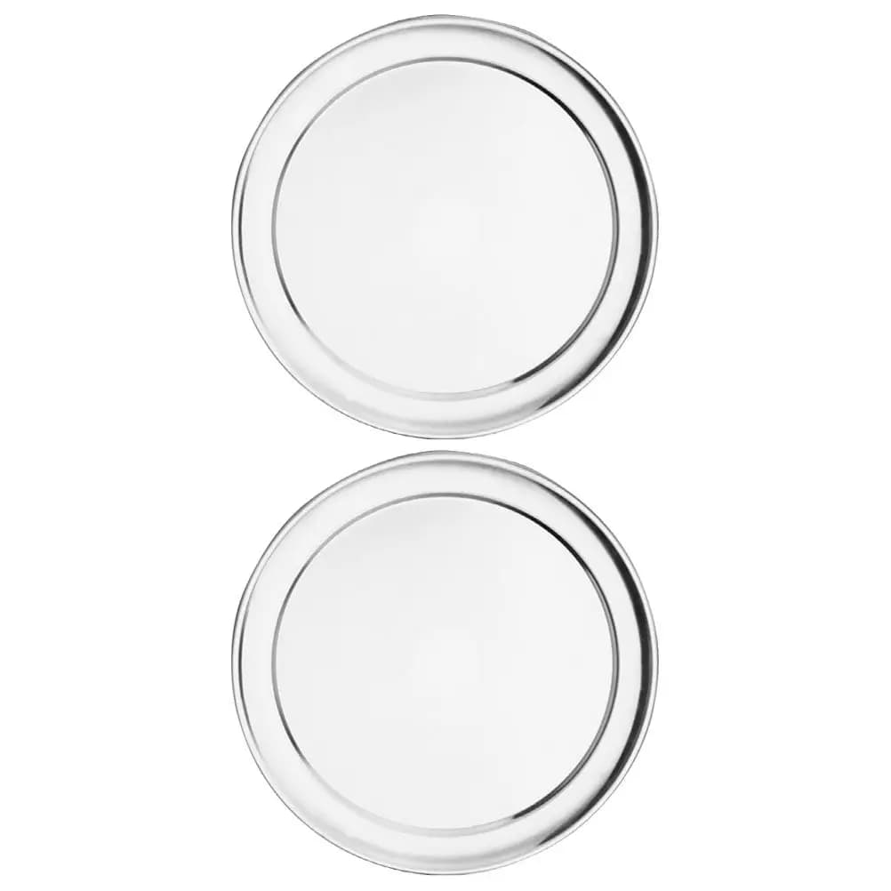 2Pcs Round Aluminum Pizza Pan 6Inch Wide Rim Baking Tray Nonstick Pizza Oven Tray Cake Cookie Bakeware Crisper Plate