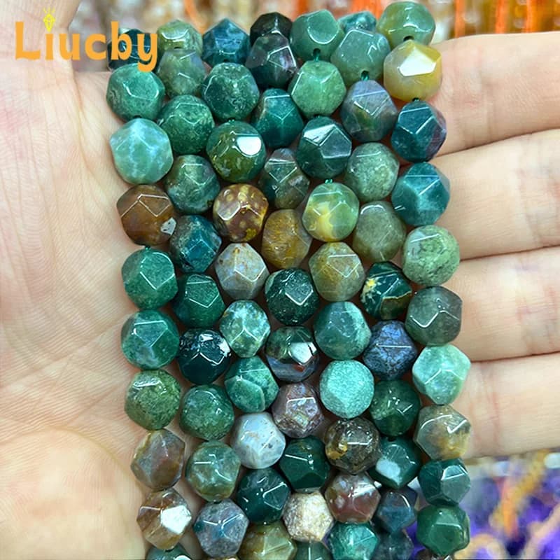 Perline fatte a mano in pietra naturale sfaccettata di agata indiana per la creazione di gioielli Portachiavi fai da te Anelli Accessori Bracciali 15 "Pollici 6/8/10mm