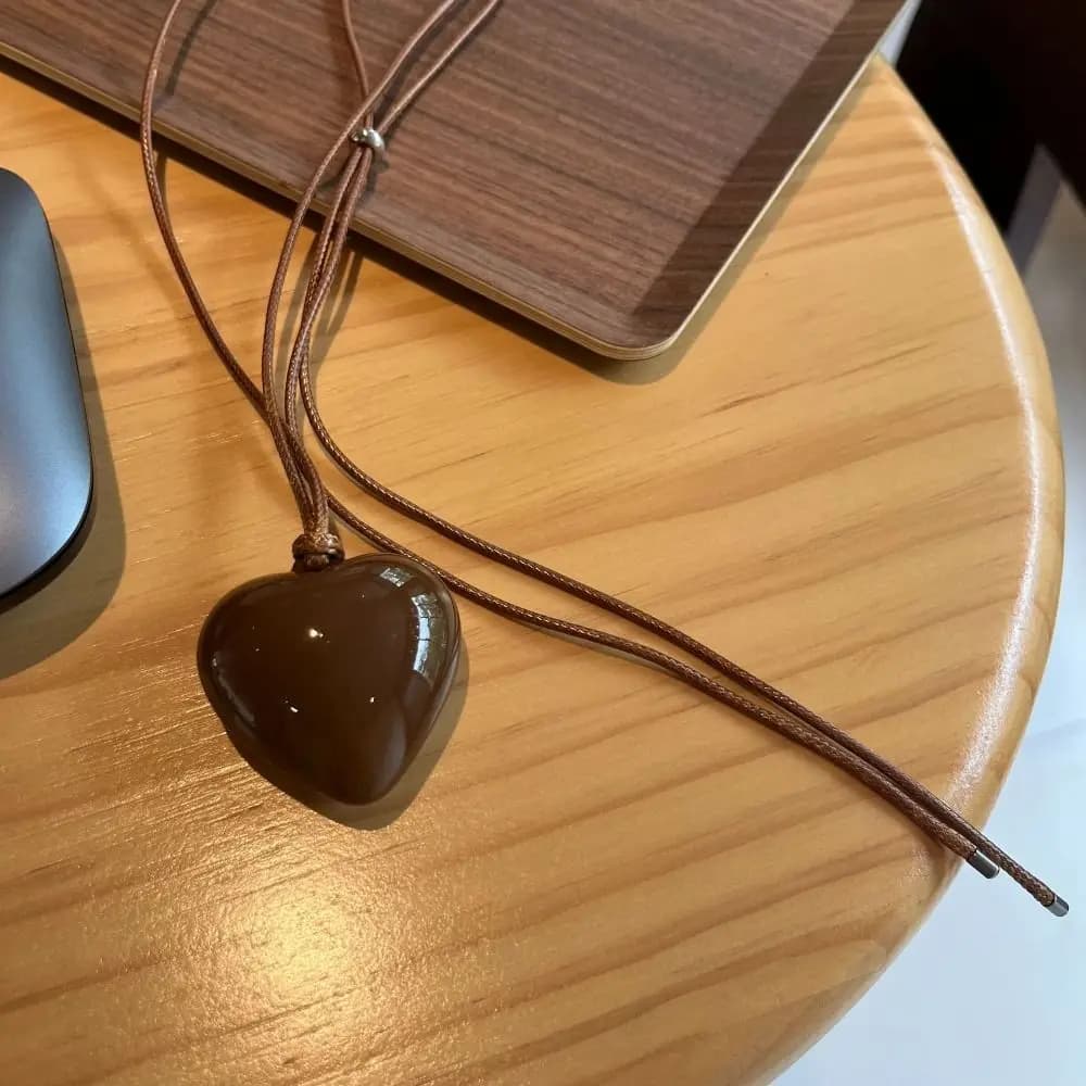Korean Style Love Pendant Necklace Charms Minority Design Rope Chain Necklace Jewelry Accessories Handmade Sweater Chain Girl