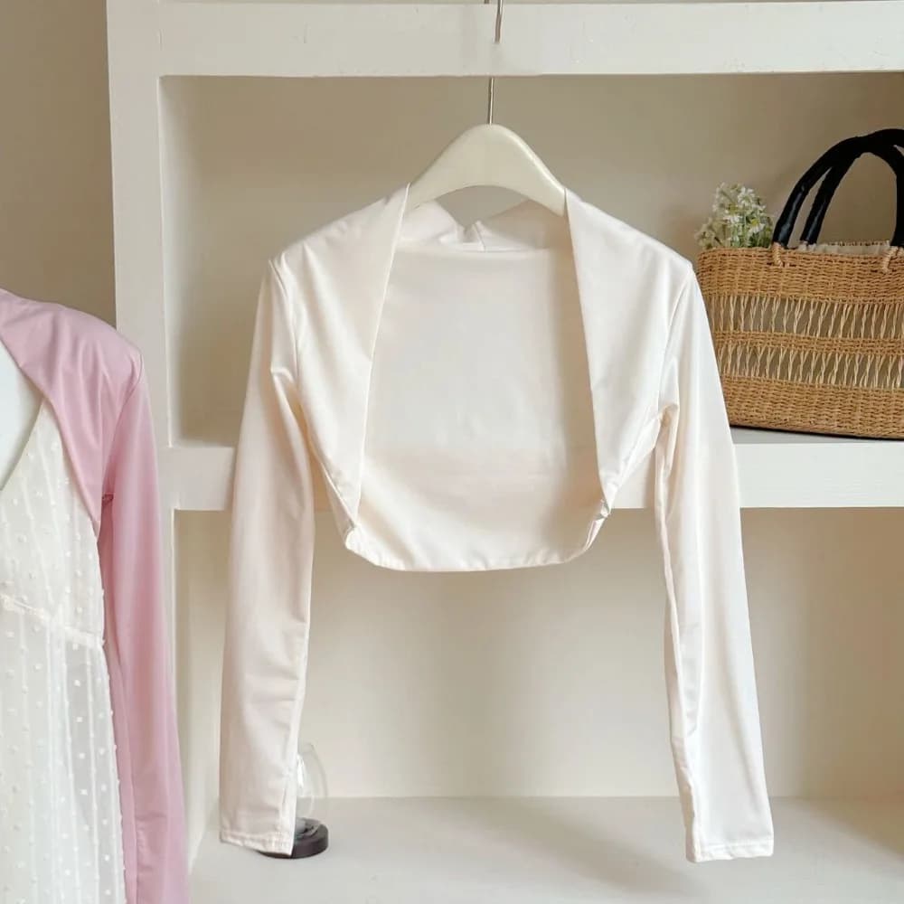 Ultra-thin Long Sleeve Crop Top Anti UV Quick-Drying Sunscreen Arm Covers Solid Color UV Protection Long Ice Silk Sleeves Lady