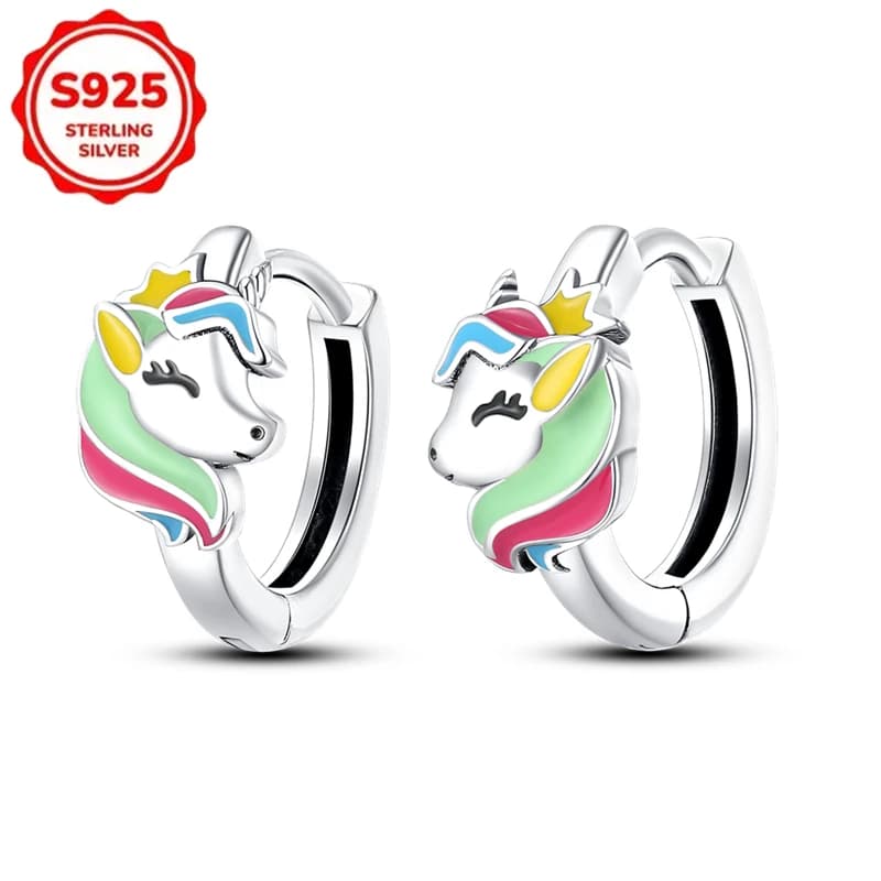 Sterling 925 Sterling Silver Double Circle Earrings with Seven Color Rainbow, Original Jewels for Women, Fidancy Gift and Anniversary