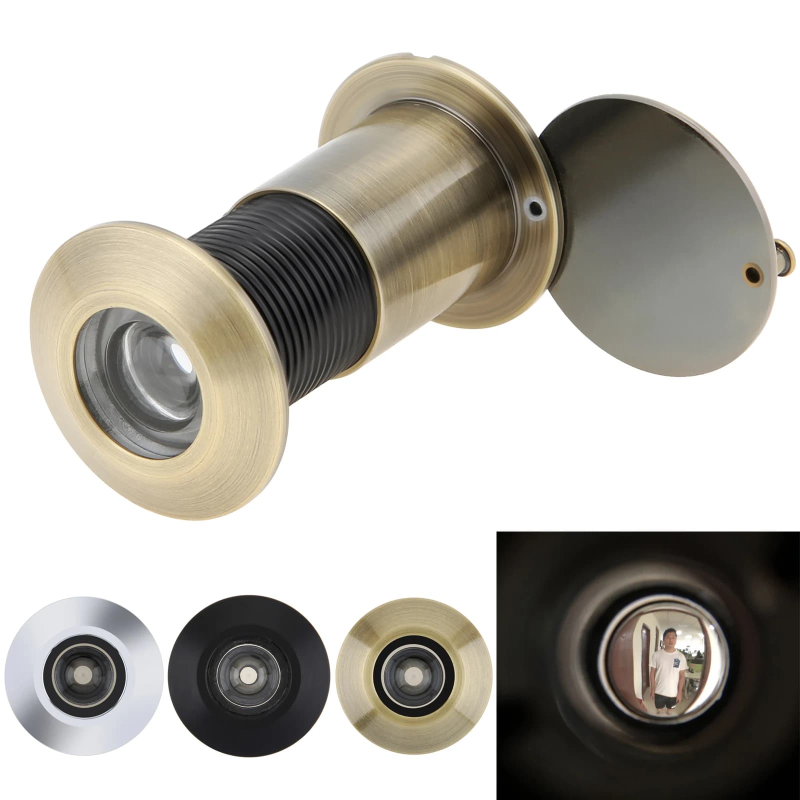 Spioncino per porta da 200 gradi con copertura privacy girevole Spioncino per porta Spioncino in zinco per porte da 1,8 pollici a 3 pollici