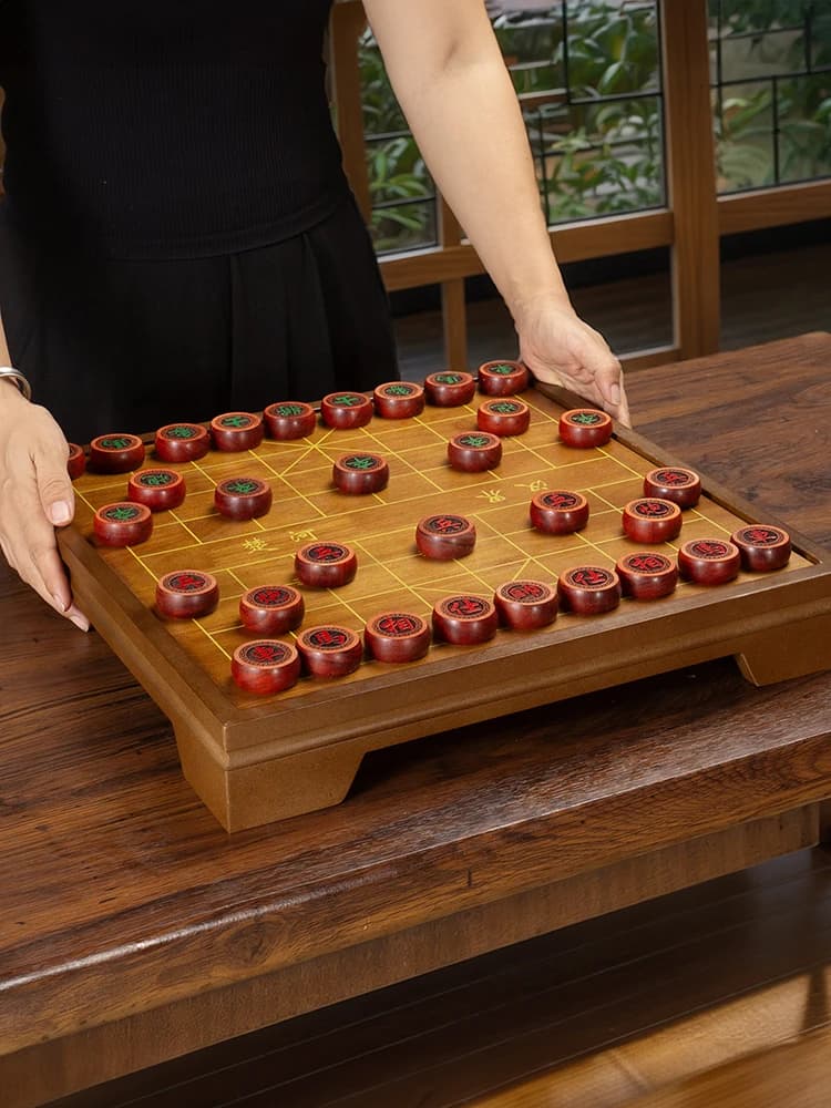 Set di scacchi due in uno, scacchiera in vero legno e tavolo, set di scacchi Go per bambini e adulti, gioco di scacchi tradizionale cinese
