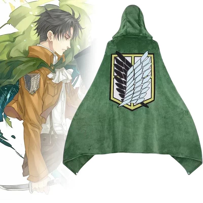 Nuovo Halloween Cosplay Attacco su Titano Coperta Plaid Flanella Anime Pigiama da donna Shingeki No Kyojin Felpa con cappuccio Mantello Copertura Levi Cospl