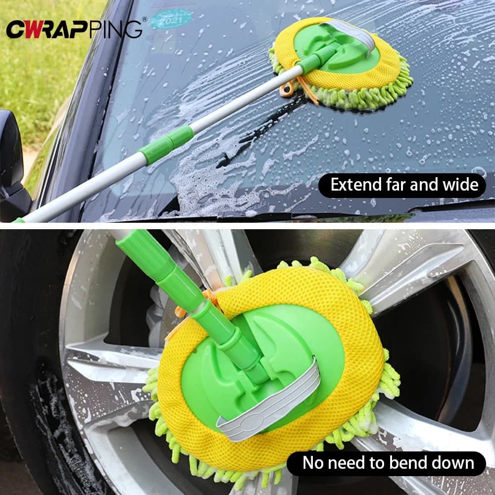 Spazzola per pulizia auto Dettagli Spazzola telescopica regolabile Manico lungo Mop per pulizia in microfibra per accessori per autolavaggio camion