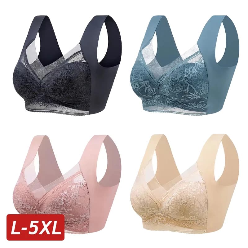 L-5XL Reggiseno grande da donna Push Up in seta di ghiaccio Top senza cuciture Bralette Reggiseni estivi senza fili in pizzo Plus Size Top Lingerie Intimo 15019
