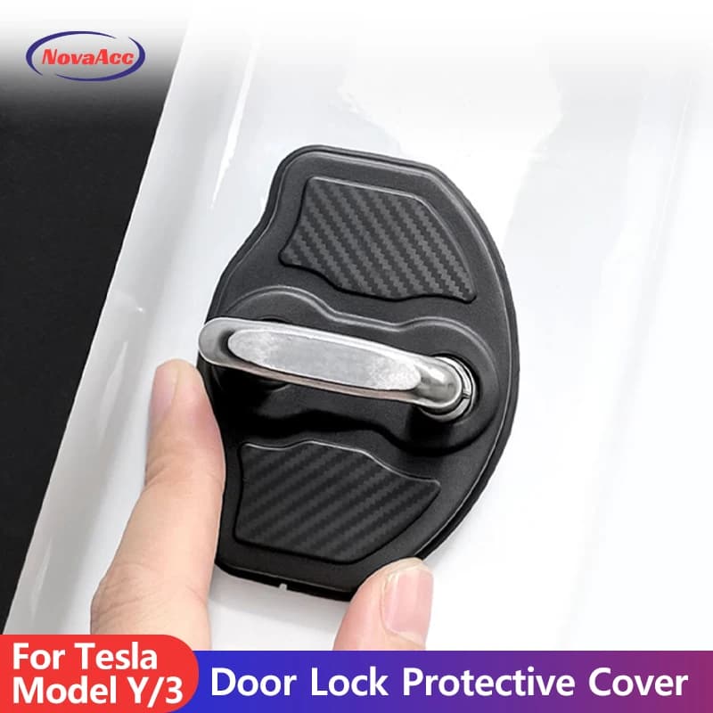 Protezione della copertura della serratura della portiera dell'auto per Tesla Model Y 3 2017-2023 2024 accessori per la protezione del tappo delle porte chiusure di protezione