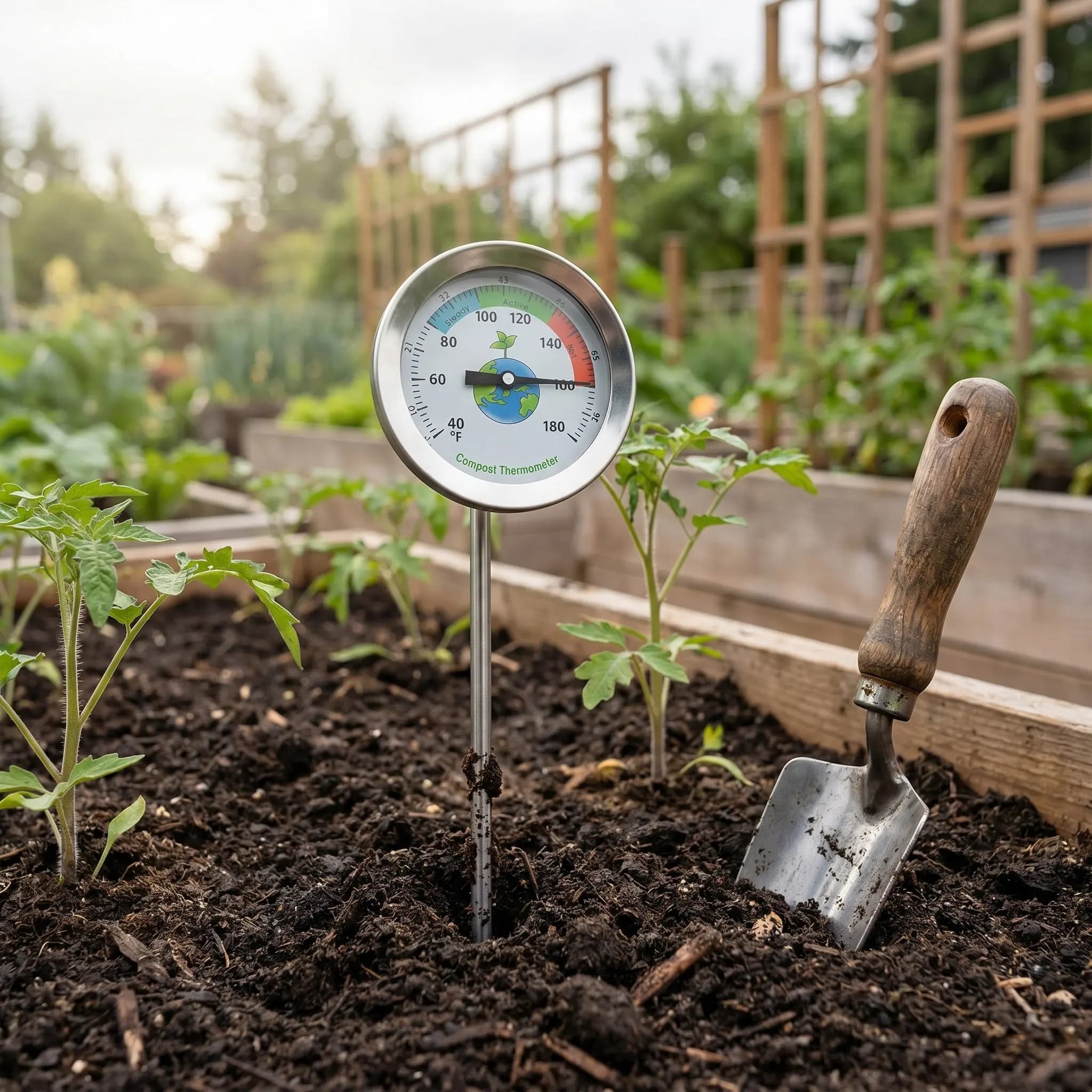 Soil Thermometer Waterproof Compost Bin Temperature Gauge for Garden Greenhouse Lawn Outdoor Patio