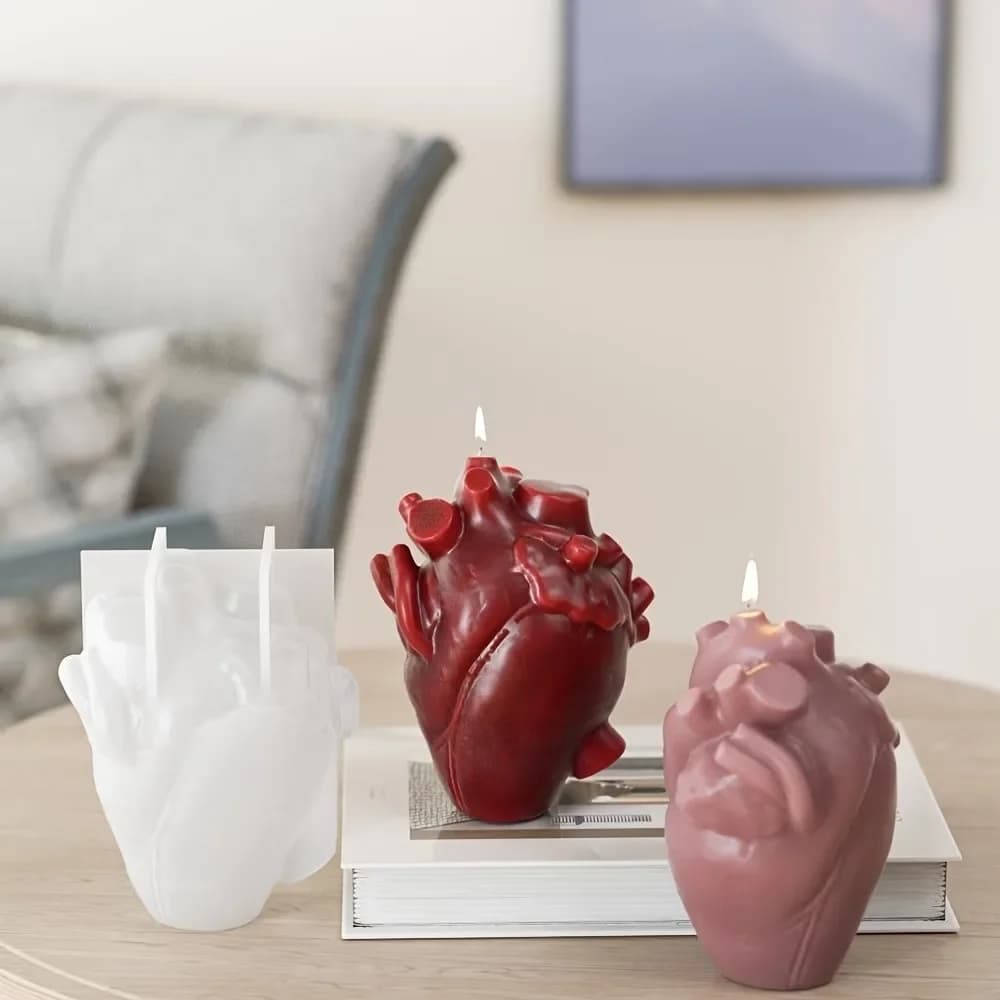 Large Anatomical Silicone Mold,3D Realistic Heart Shape Mould for DIY Aroma Candle,Resin,Soap,Gypsum Craft Making,Home Decor