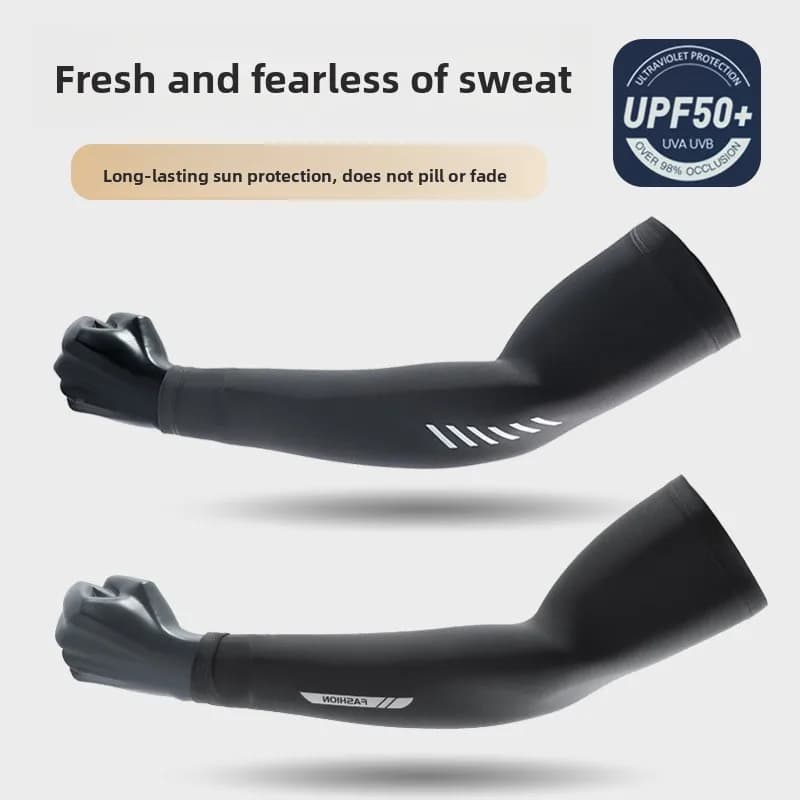 Men's Solar Protection Sleeves in Ice Silk - Slim, refreshing and breathable UV Protection Sleeves for summer cycling takeaway