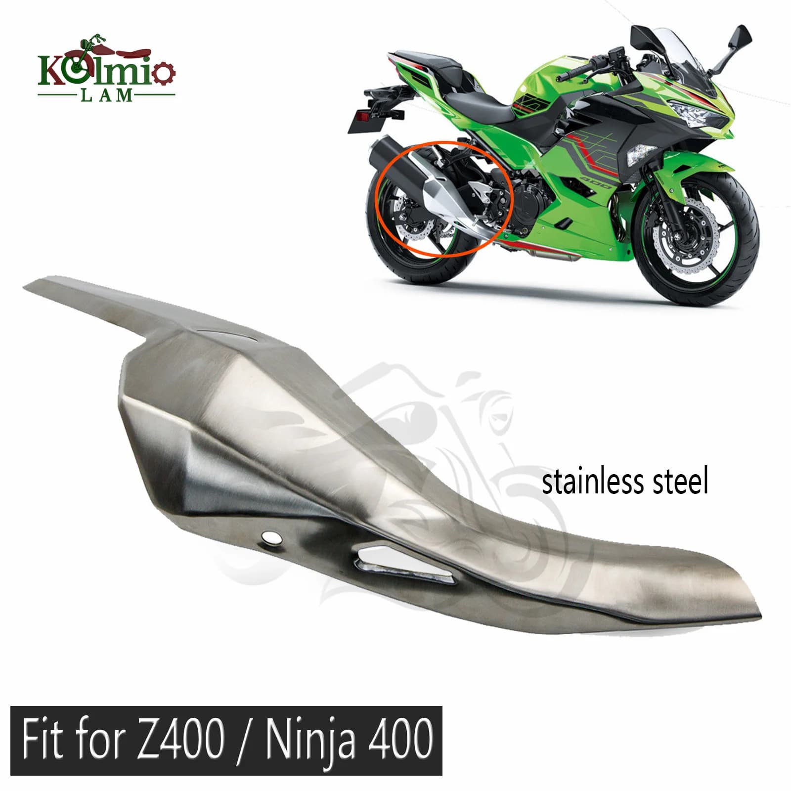 Misura Per Kawasaki Ninja 400 500 Z400 Z500 Moto Tubo Di Scarico Copertura Cowl Protector In Acciaio Inox EX400 Z 500 SE 2024 2025