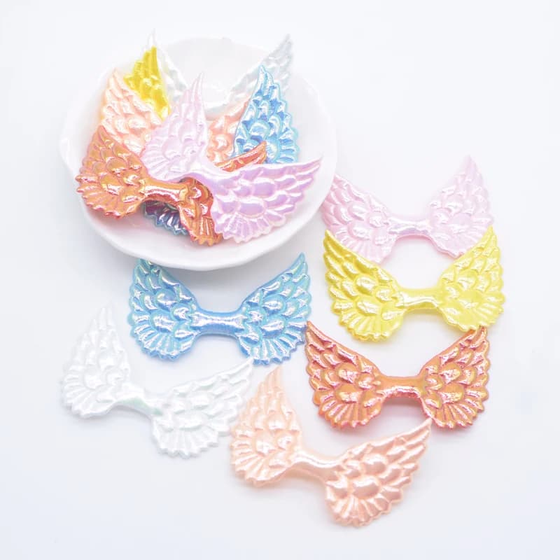 40 Pz 50*35mm Leather Bling Angle Ali Applique for Dresses Hat Tops for Boys' Headbands Decor Accessories