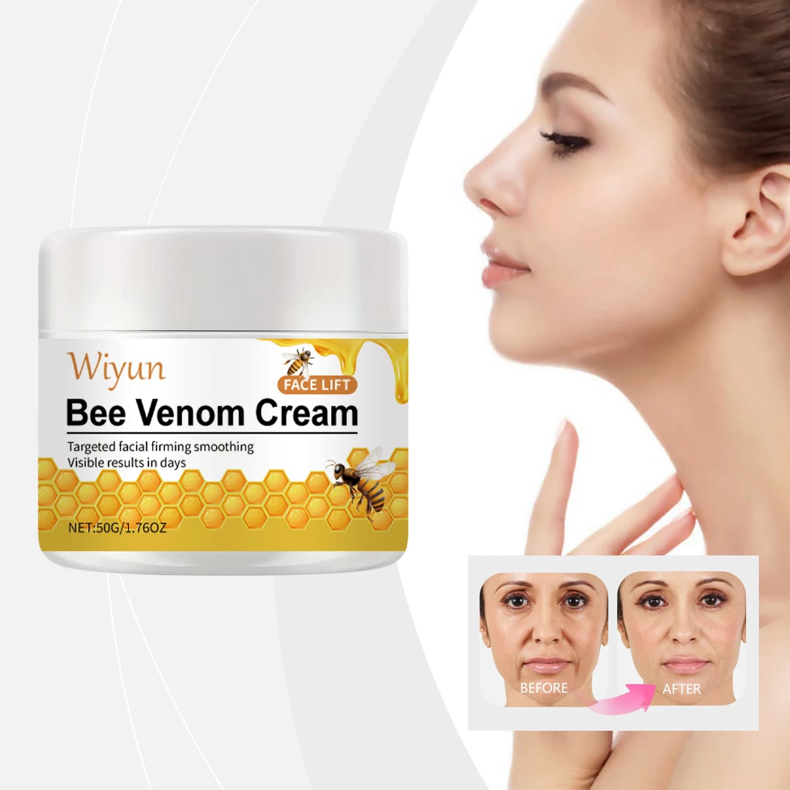 Veleno d'api Crema antirughe Ritardo Invecchiamento Rimuovere le rughe Ridurre le linee sottili Idratante Illumina il collagene Boost Lifting Crema rassodante