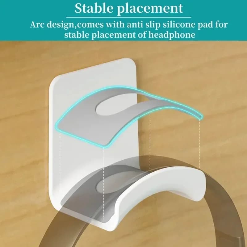 No Drill Wall Mounted Headphone Holder Hook Self Adhesive Earphone Hanger for Gaming Headset Home Desktop Storage Organizer