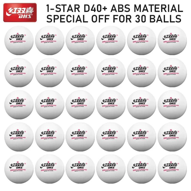 Palline da ping pong DHS 1 Star D40+ Palline da ping pong ABS Palline da ping pong rotonde durevoli per l'allenamento di livello ricreativo Vendite sfuse