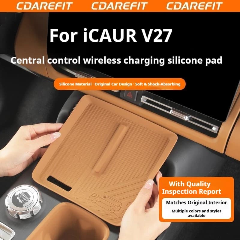 For Chery ICAUR V27 Car Center Console Wireless Charging Anti-Slip Mat Cup Holder Rear Row Cup Holder Tailgate Storage Interior