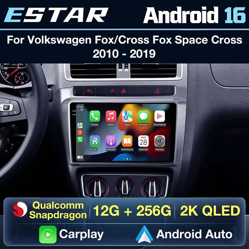 Autoradio Android 16 per Volkswagen Fox Cross Fox Space Cross 2010-2019, Lettore Multimediale Stereo con Navigazione WIFI 4G Wireless GPS