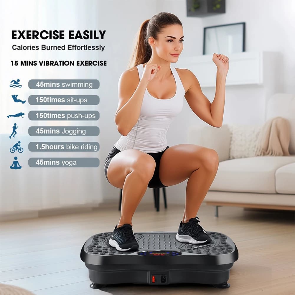 Pedana Vibrante per Esercizi Compatibile con Bluetooth, Macchina per Vibrazione Total Body con Ritmo Regolabile per Perdita di Peso e Riduzione del Grasso