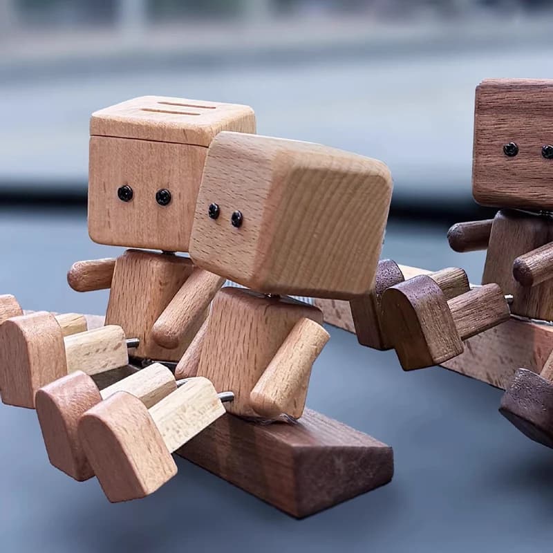 1 deodorant for car in the form of wooden robots – cute aromatherapy diffuser for interior car, environmental smell suppressor, car perfume
