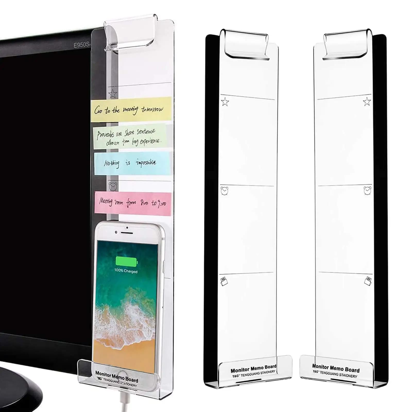 Monitor Memo Boards for Computer,Multifunction Acrylic Screen Message Reminder Pad Side Panels Phone Holder Organizer for Office