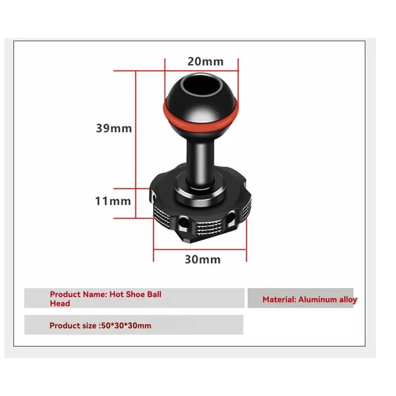 DT23 20mm Ball Head Adapter Mount, Hot Shoe Ballhead for DSLR Camera Monitor Light Holder Phone Stand