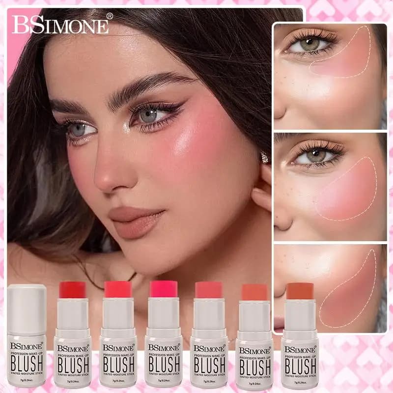 BSIMONE Blush Stick Illuminante Effetto Perla a Lunga Durata Resistente all'Acqua per Trucco Viso