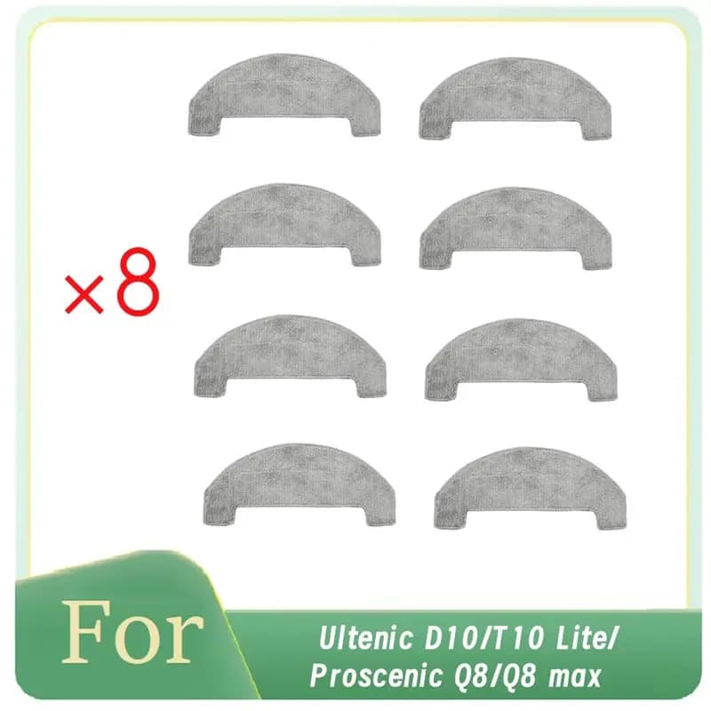 Mop Pad For Ultenic D10/T10 Lite/Proscenic Q8/Q8 Max Sweeping Machine Accessories Ultra Durable Accessories 8 Pcs