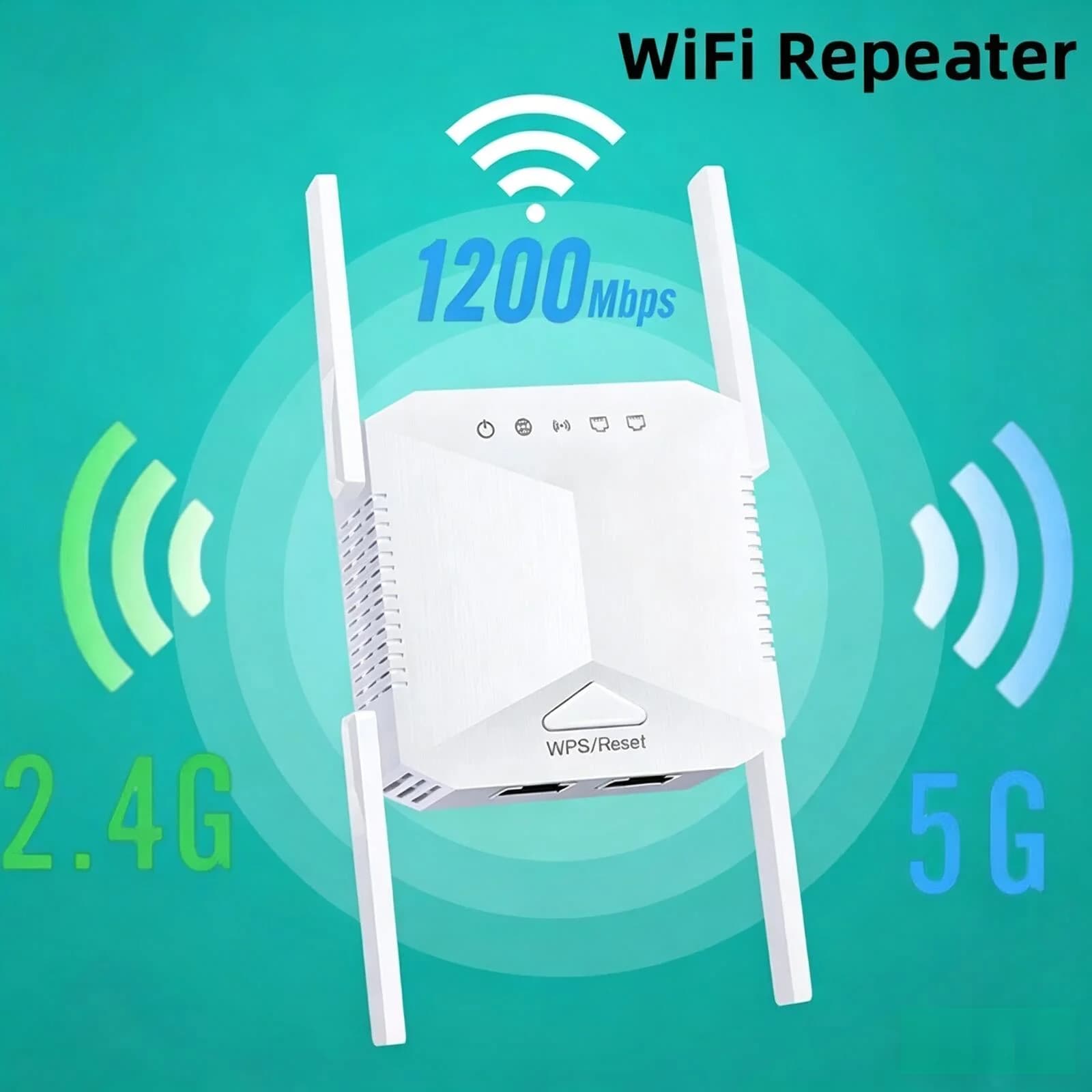 Ripetitore Wi-Fi 1200Mbps 2.4G 5.0G, Router di Segnale 802.11N, Amplificatore di Segnale Wireless a Lungo Raggio, Estensore Wi-Fi
